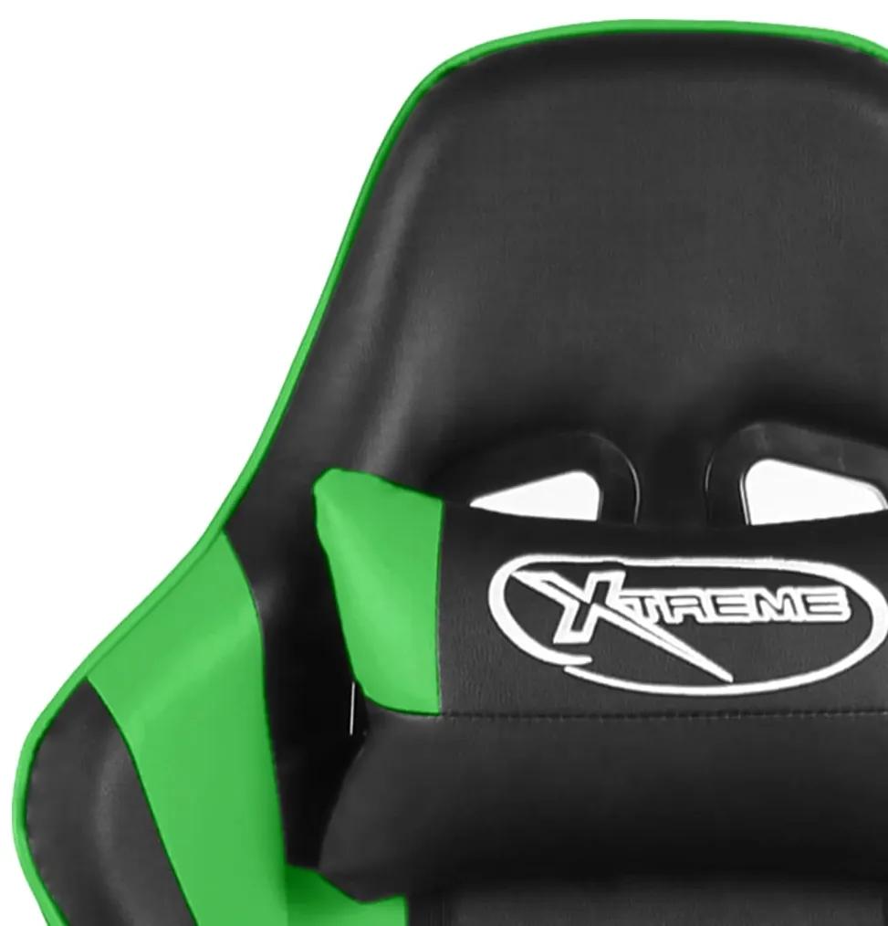 Scaun de jocuri pivotant cu suport de picioare, verde, PVC 1, Verde, Cu suport de picioare