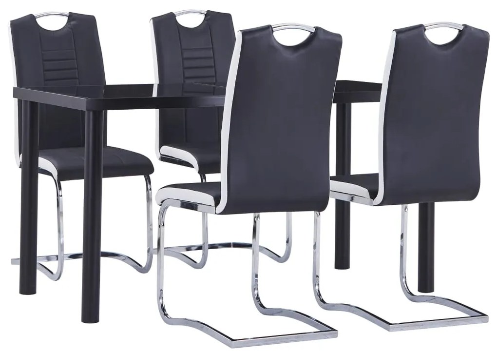 vidaXL Set mobilier de bucătărie, 5 piese, negru, piele ecologică