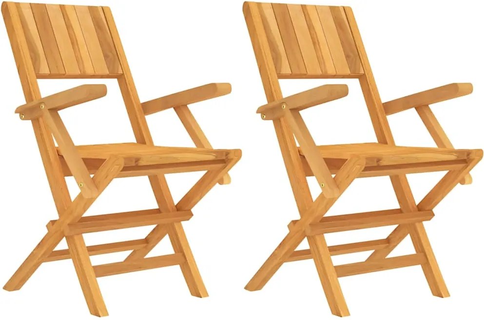 vidaXL Scaune de grădină pliante, 2 buc, 55x61x90 cm, lemn masiv tec
