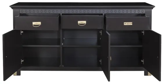 Bufet 3 Usi Si 3 Sertare Saint Tropez New, Vopsit Negru, 173.8 cm