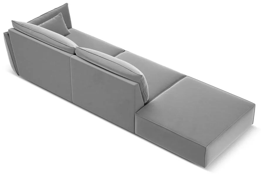 Canapea gri deschis cu tapițerie din catifea, cu colț pe partea dreaptă 264 cm Vanda – Mazzini Sofas