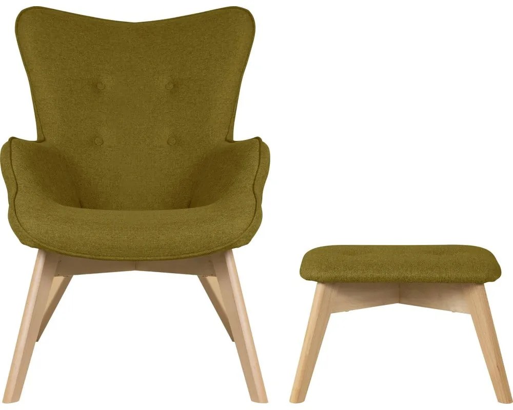 Fotoliu cu taburet verde Niko – Ropez