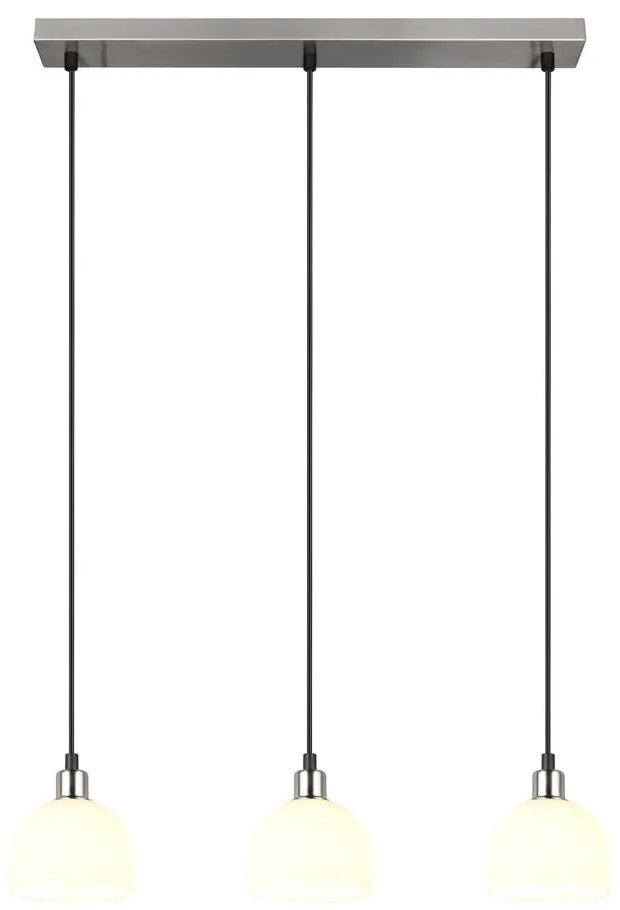 Lustră albă/argintie cu abajur din sticlă Molly – Trio