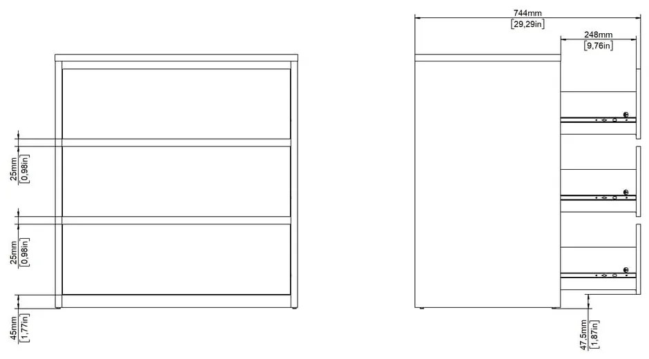 Comodă albă-în culoare naturală cu aspect de lemn de stejar 80x84x48 cm Next – Tvilum