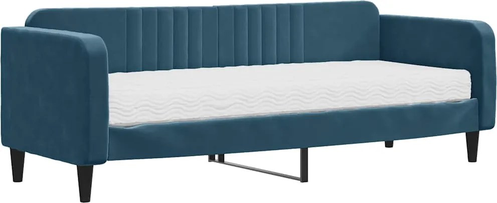 vidaXL Pat de zi cu saltea, albastru, 80x200 cm, catifea