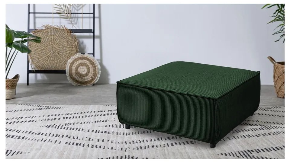 Taburet modular verde cu tapițerie din catifea reiată Nihad modular – Bobochic Paris