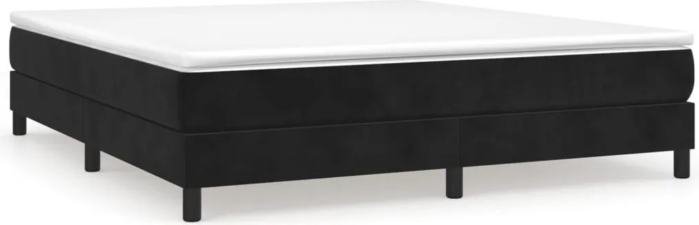 vidaXL Pat box spring cu saltea, negru, 160x200 cm, catifea
