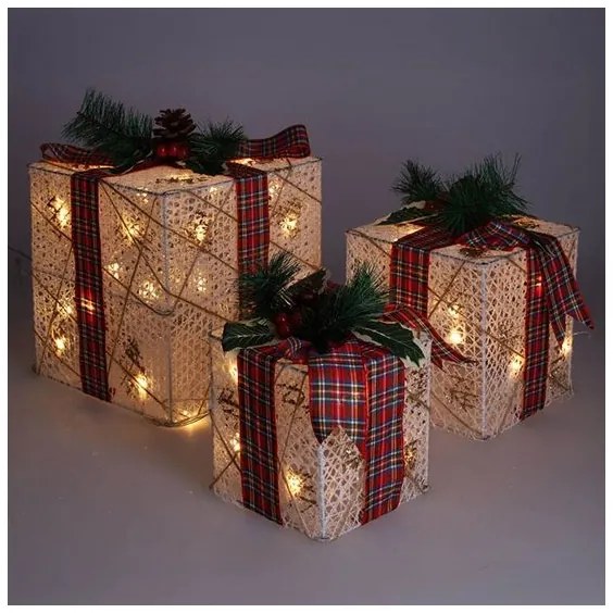 Solight 1V291 - Set de 3 LED-uri, lumini de Crăciun 48xLED/3,6W/230V IP44 alb cald