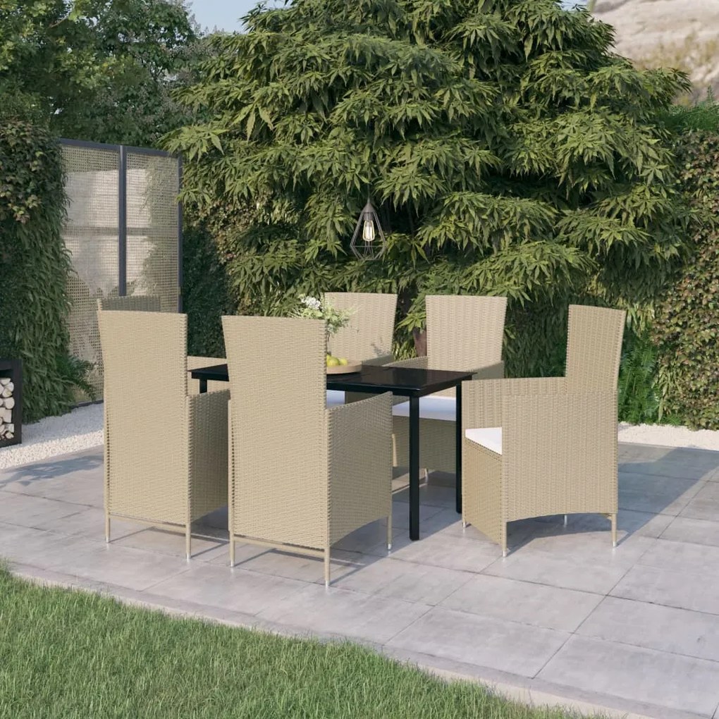 vidaXL Set de mobilier pentru grădină, cu perne, 7 piese, bej