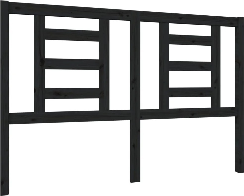 vidaXL Tăblie de pat, negru, 146x4x100 cm, lemn masiv de pin