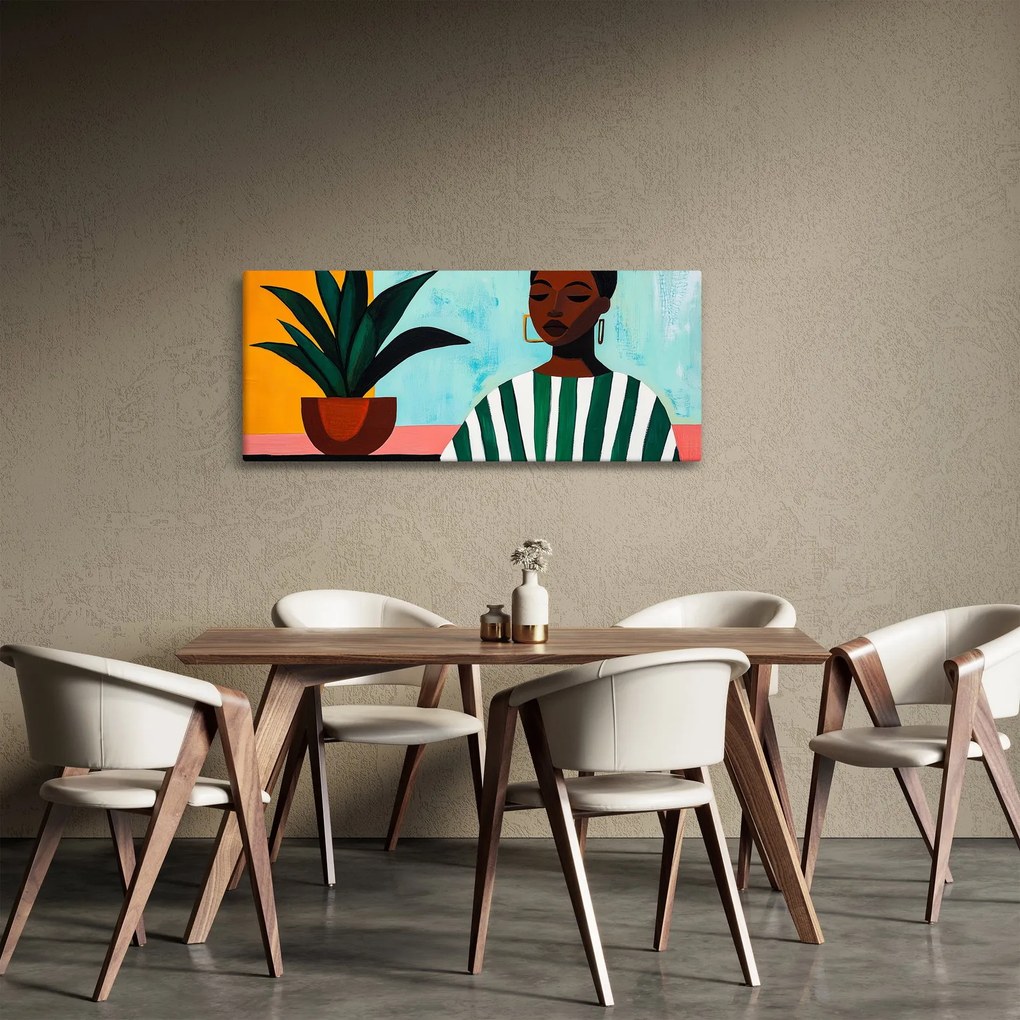 Tablou - Femeie cu floare (120x50 cm)