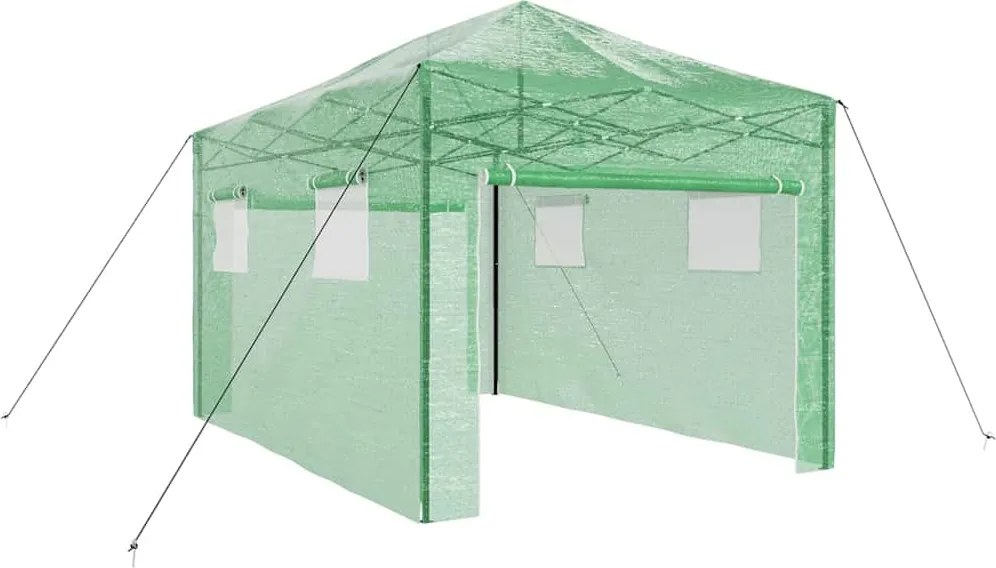vidaXL Seră cu cadru pop-up cu acoperiș Verde 290 x 430 x 315 cm Fier