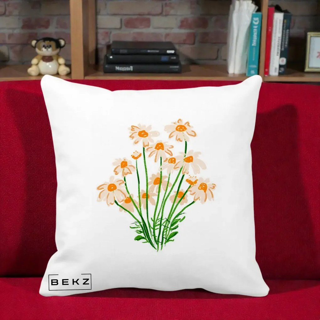 Perna Decorativa Margarete Camp, 40x40 cm, Alba Mata, Husa Detasabila, Perna Inclusa, BEKZ®
