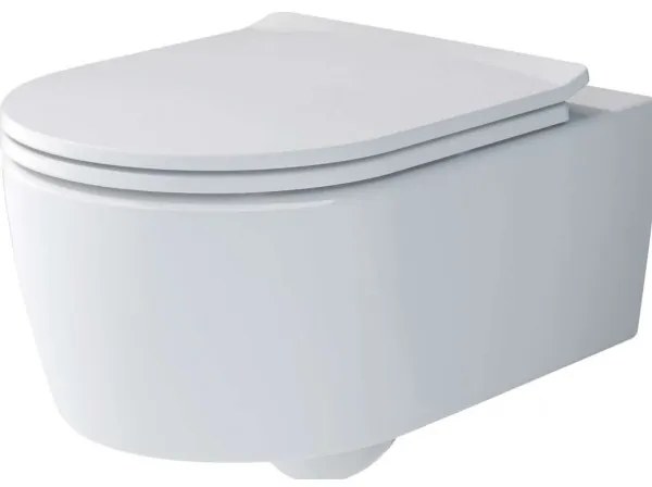 Set vas WC rimless suspendat, Villeroy&Boch Soul, cu capac inchidere lenta, rezervor si clapeta Viega Prevista