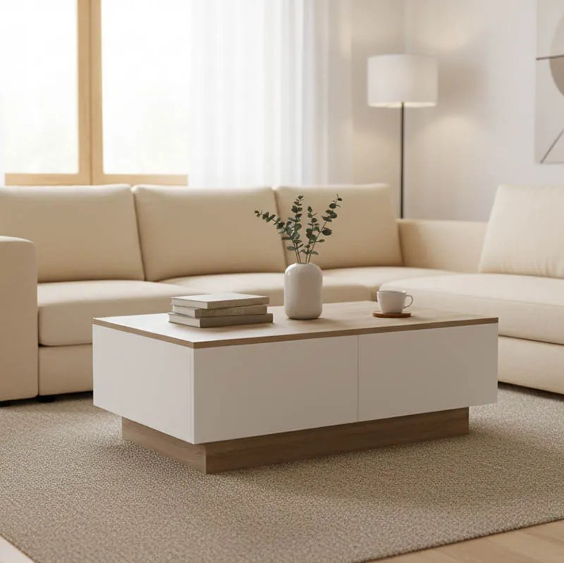 Masuta Cafea Whitney PAL Finisaj Stejar Sonoma-Alb Dim. 90x60x31.6