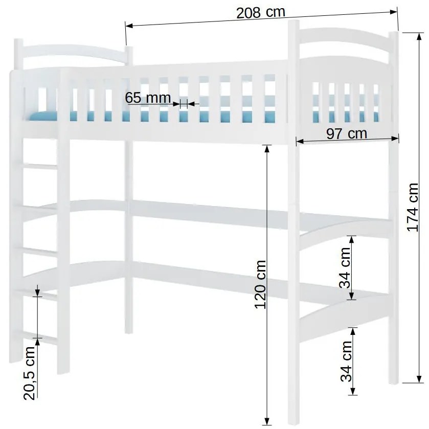 Zondo Pat etajat pentru copii 200x90 cm. 1052287