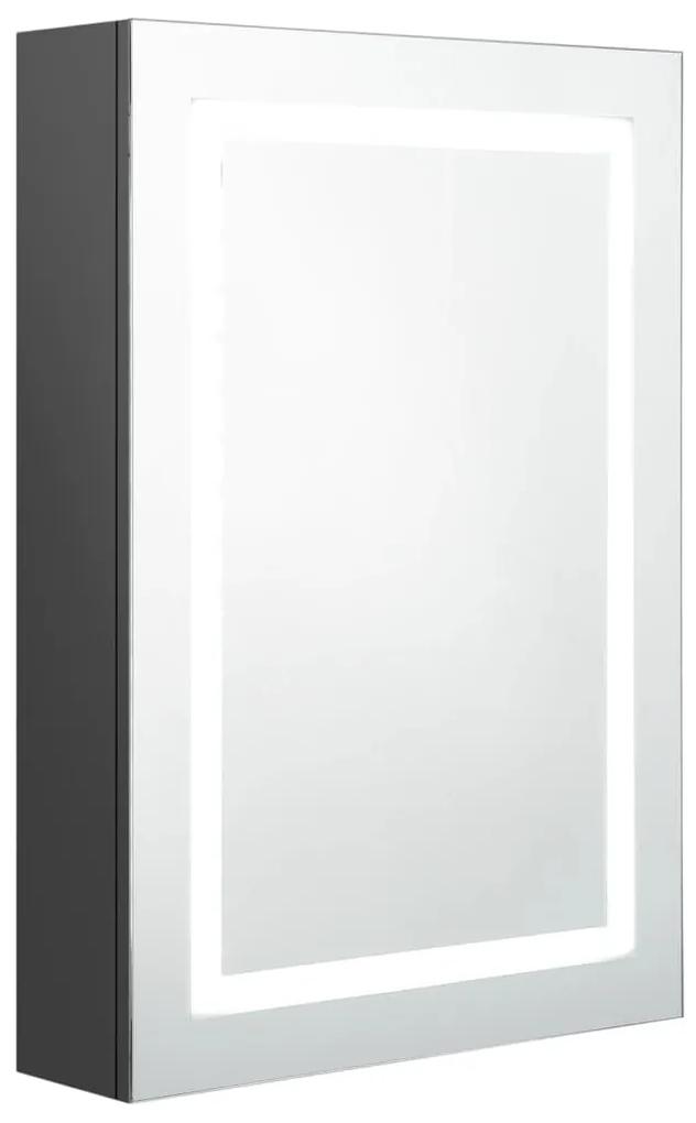 326490 vidaXL Dulap de baie cu oglindă și LED, gri, 50x13x70 cm