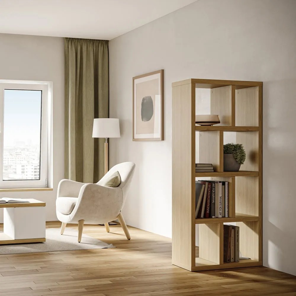 Bibliotecă în culoare naturală cu aspect de lemn de stejar 70x159 cm Berlin – TemaHome