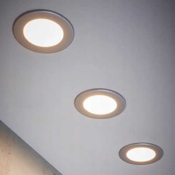 Set 3x spoturi LED încastrate pentru baie, LED/6W/230V, IP44, argintiu