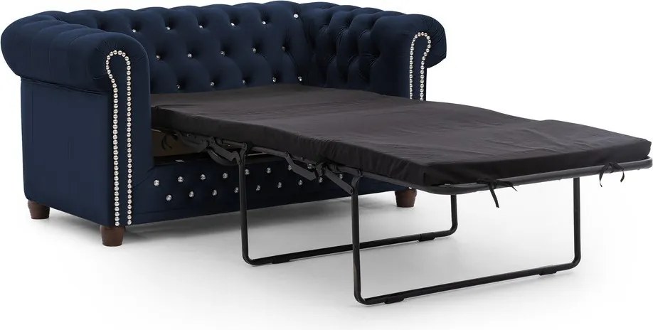 Canapea albastră extensibilă cu tapițerie din catifea 148 cm York Blik – Ropez