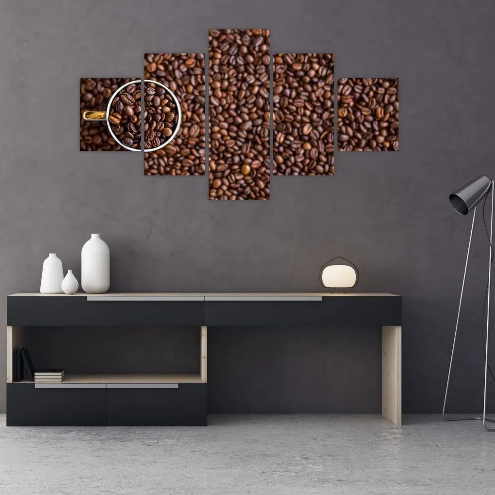 Tablou - boabe de cafea (125x70 cm), în 40 de alte dimensiuni noi