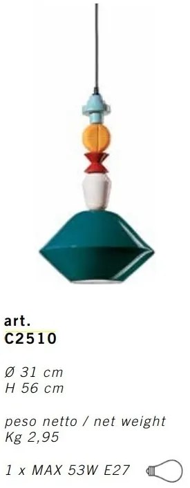 Pendul ceramic design italian realizat manual LARIAT H-56cm
