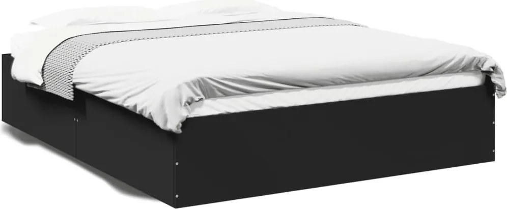 vidaXL Cadru de pat, negru, 150x200 cm, lemn prelucrat