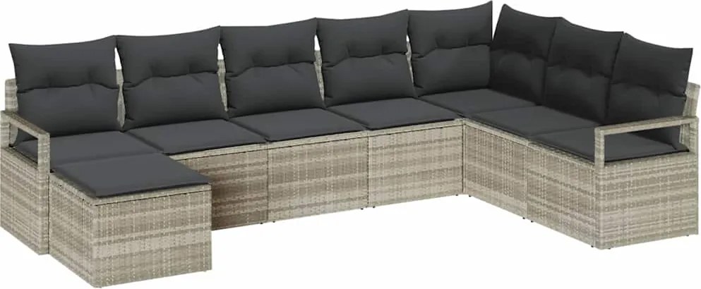 vidaXL Set de canapea cu pernă 7 pcs Gri deschis poliratan