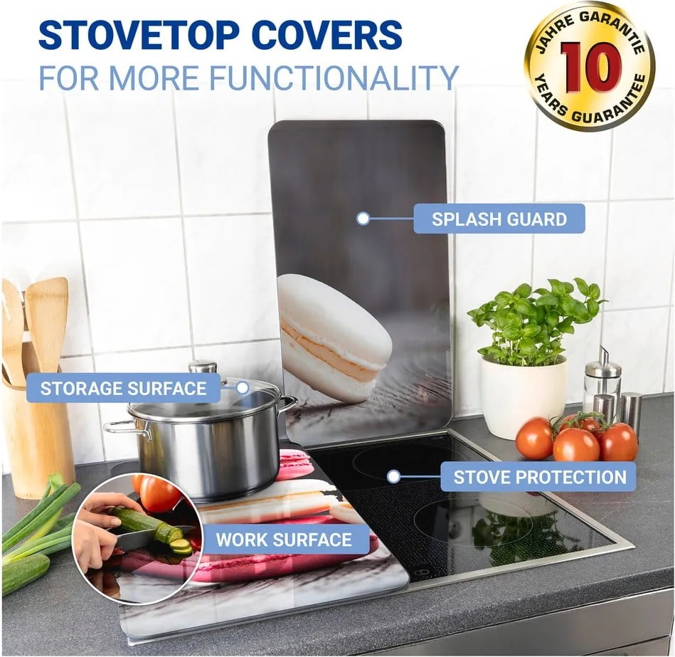 Set 2 protecții din sticlă pentru aragaz Wenko Macarons, 52 x 30 cm