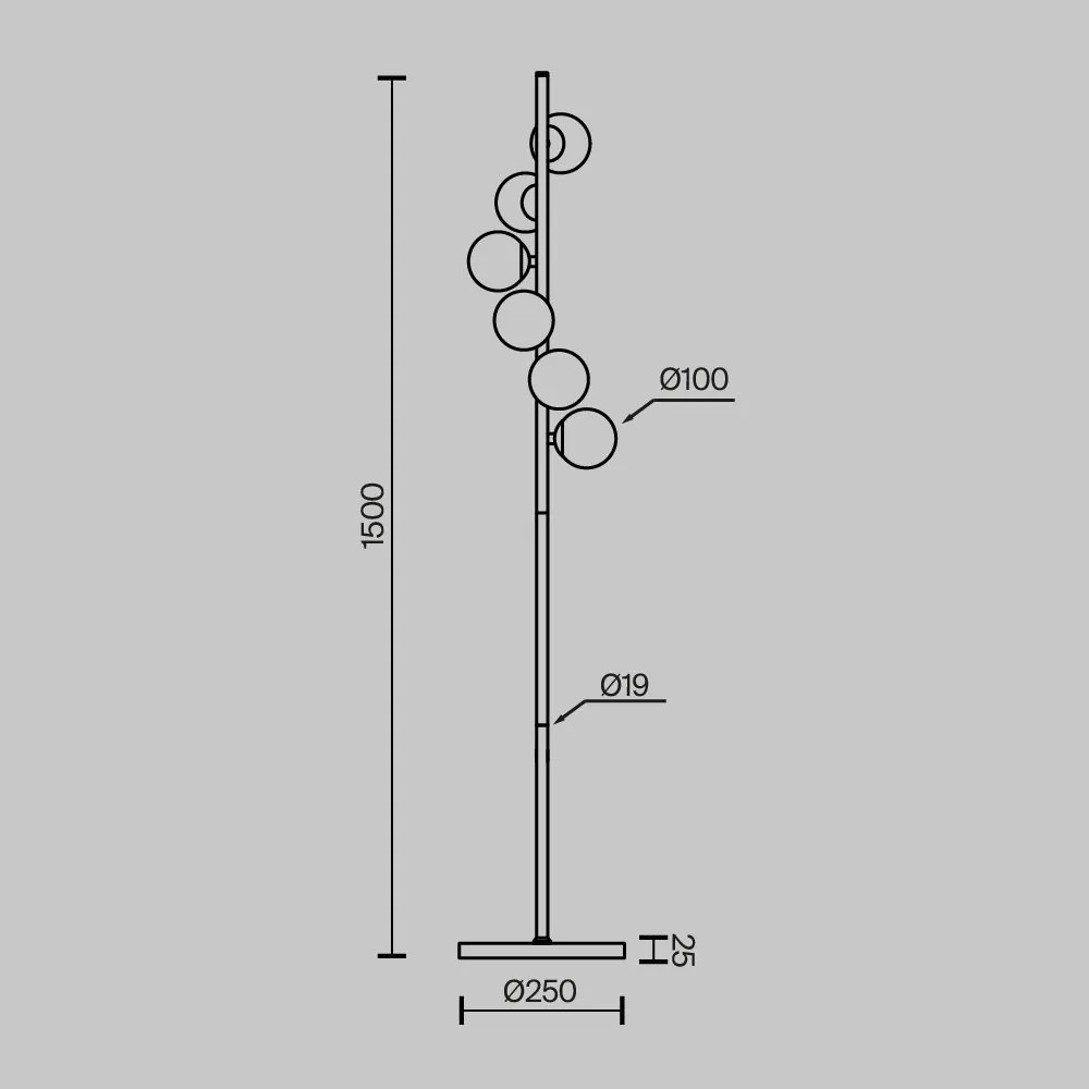 Lampadar modern cu 6 de surse de lumina Dallas auriu