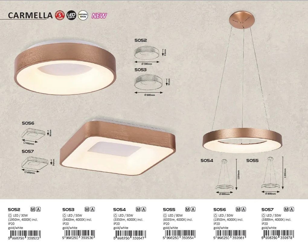 Lustra suspendata LED camera de zi, sufragerie, dormitor Carmella 5055 RX