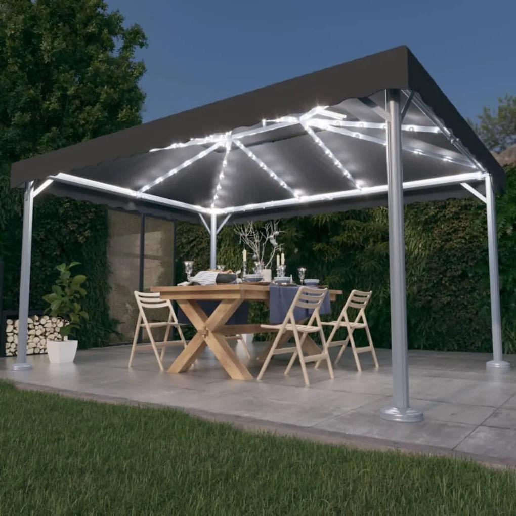Pavilion cu perdele lumini LED,antracit,400x300cm aluminiu Antracit