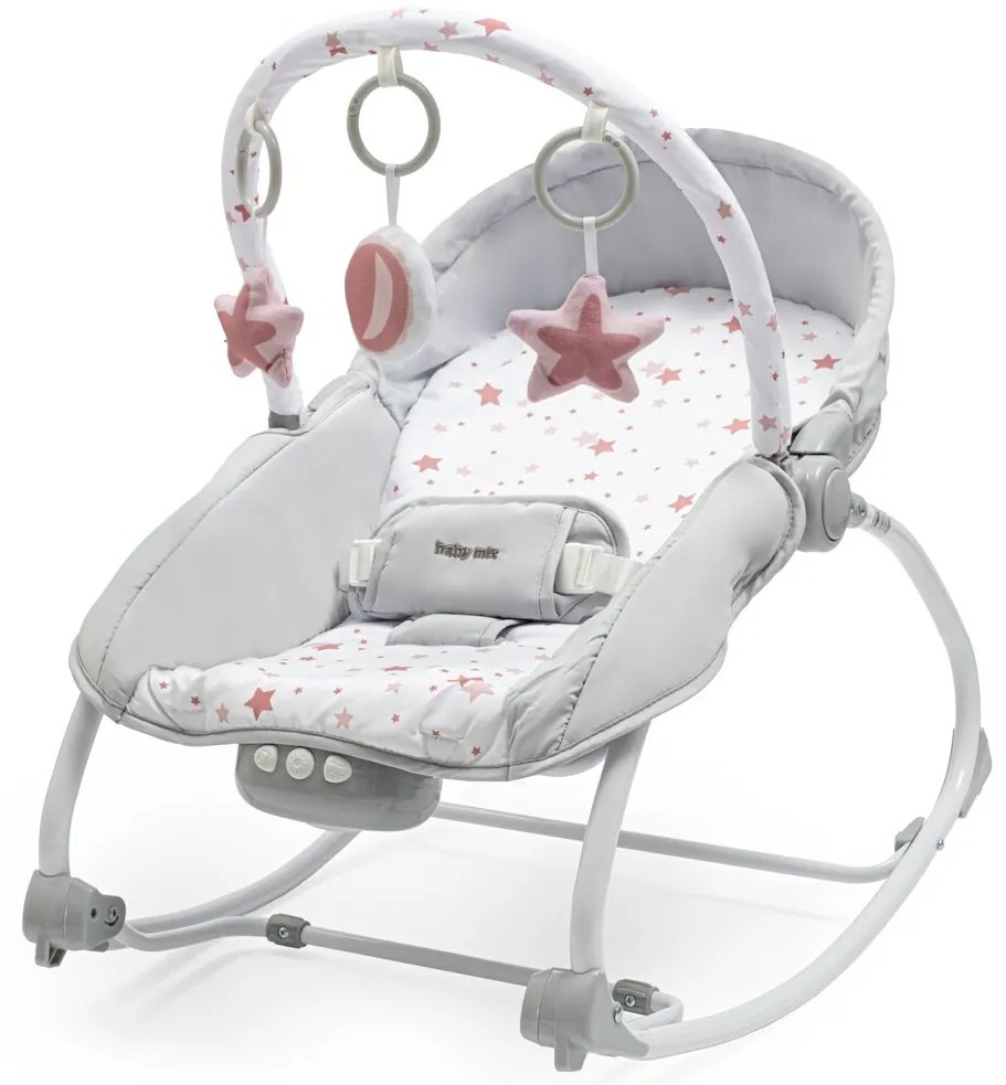 Baby Mix Scaun balansoar multifuncțional pentrucopii Stars roz, 80 x 40 x 70 cm