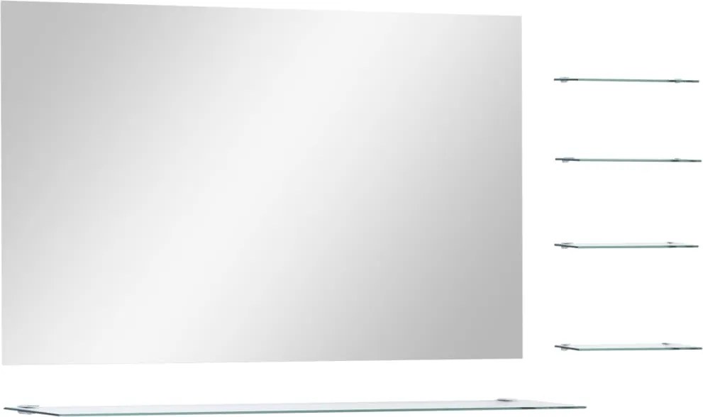 vidaXL Oglindă de perete cu 5 rafturi, argintiu, 100 x 60 cm