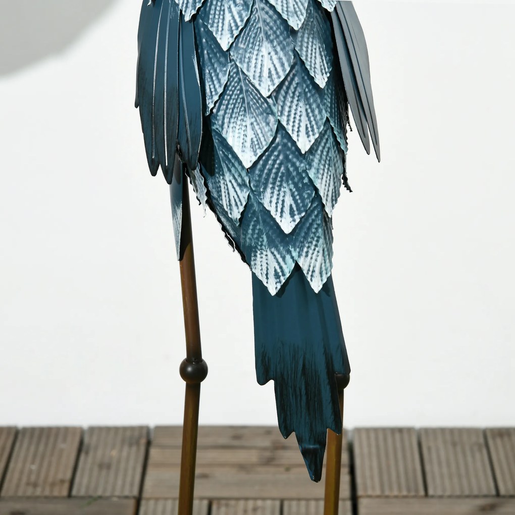 Outsunny Lot de 2 statui de grădină sculptură de cocor decorație de pasăre exterioară din oțel pentru terasă balcon curte peluză | Aosom Romania