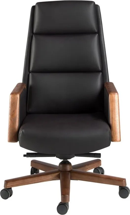 Scaun de birou modern piele sintetica si lemn Black