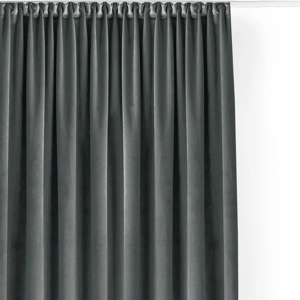 Draperie gri închis dimout (semi-opacă) din catifea 200x250 cm Velto – Filumi
