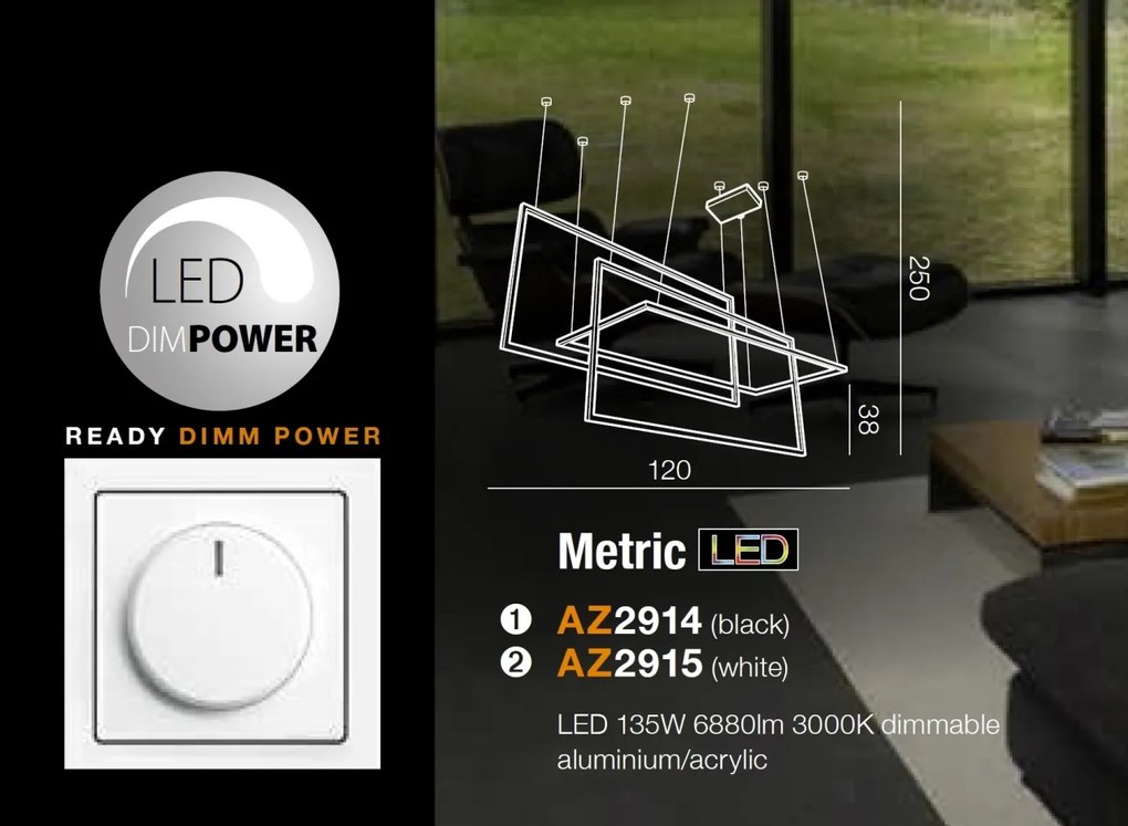 Lustra LED dimabila design modern Metric black