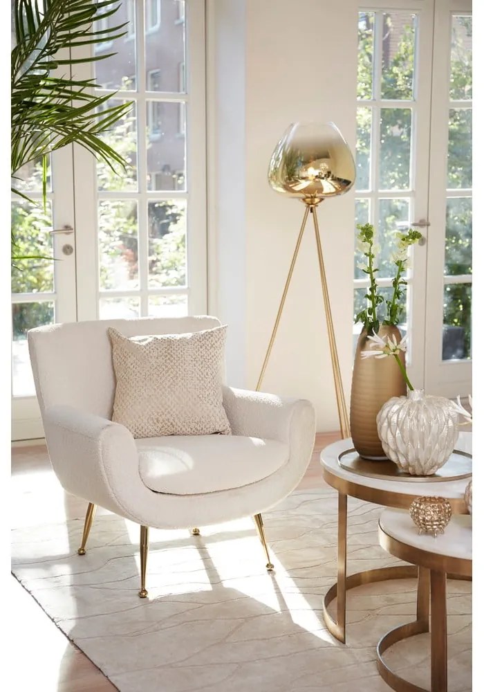 Fotoliu crem cu tapițerie din țesătură bouclé Vinstra – Light &amp; Living