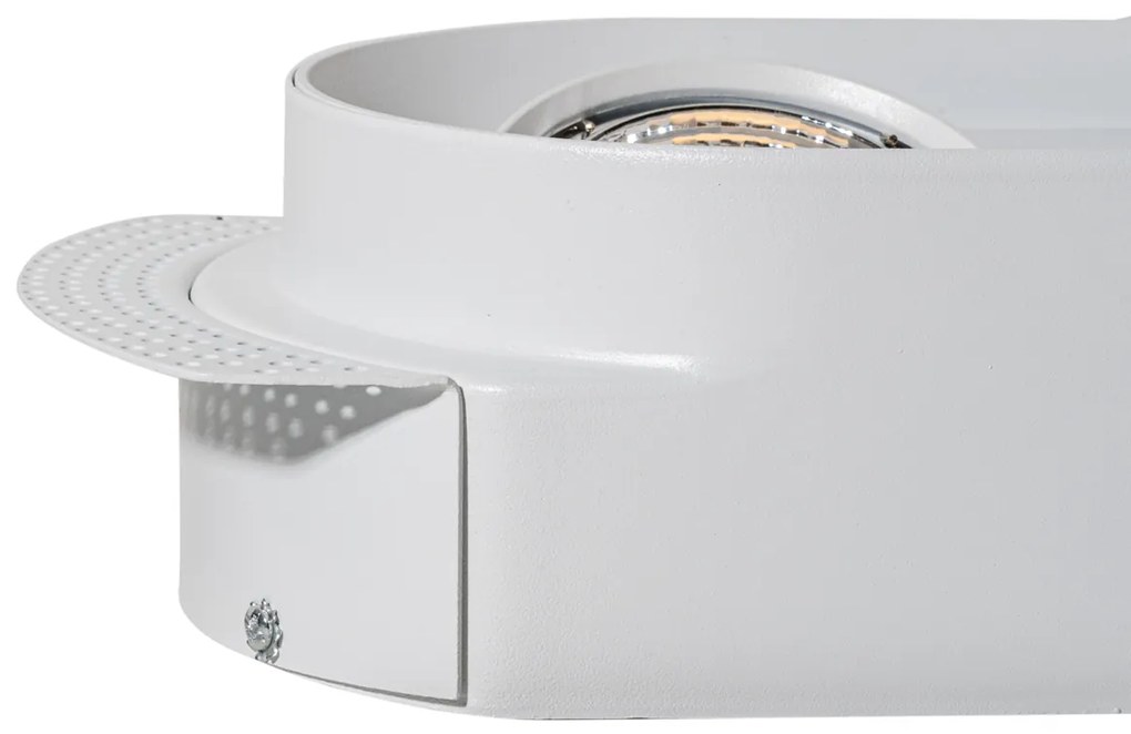 Set de 6 spoturi încastrate rotunjite albe GU10 70mm cu 2 lumini - Hubs