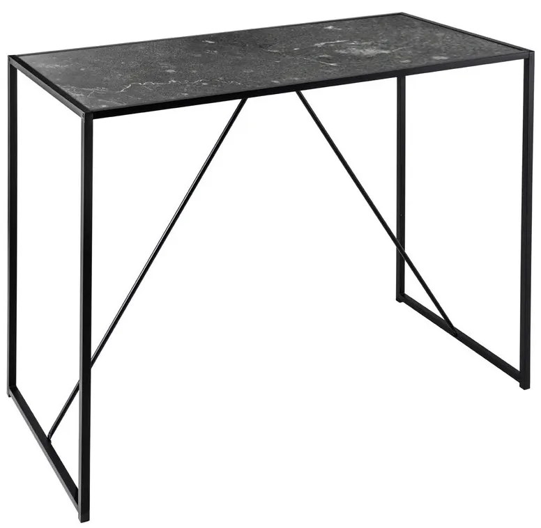 Masa din bar design industrial Slim Line 120cm, negru efect de marmura