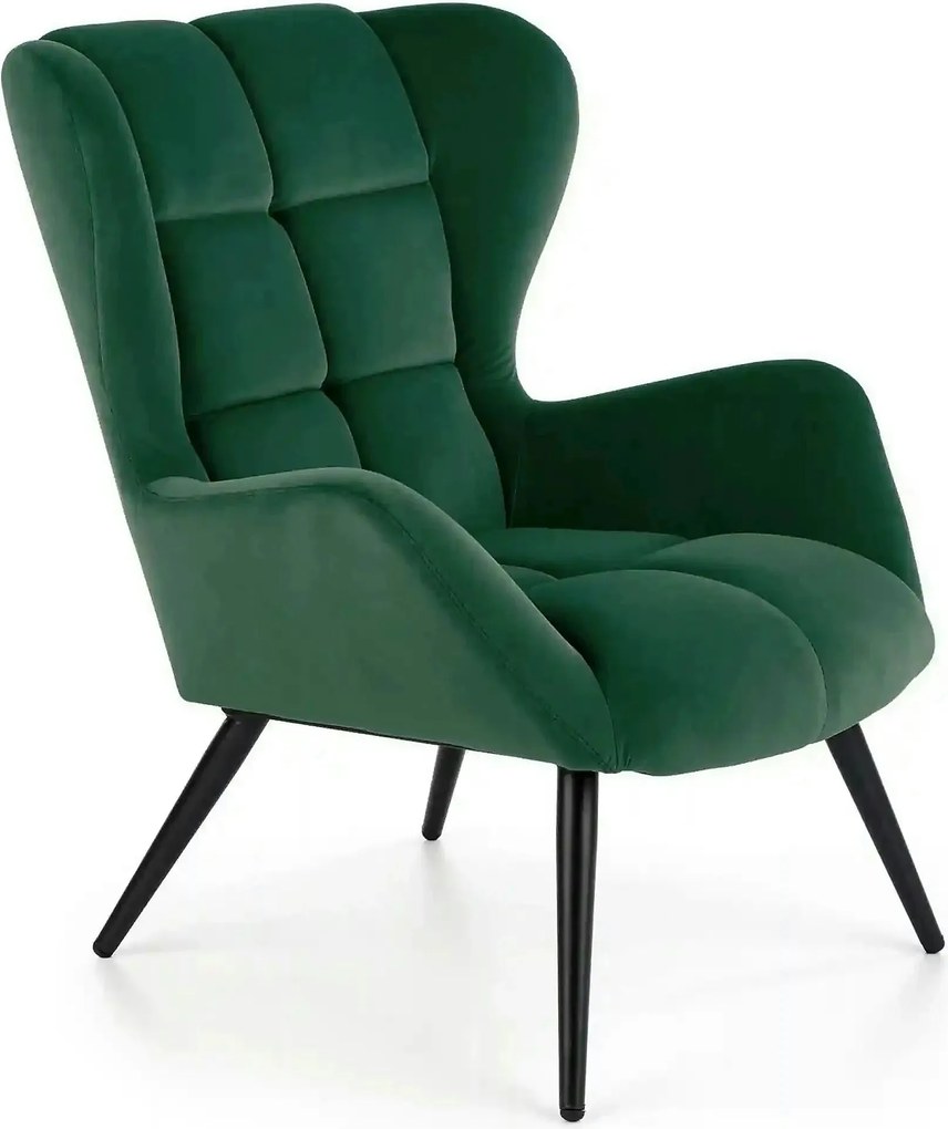 Fotoliu TYRION, stofa catifelata verde inchis - Bluvel 78, 75x86x91 cm
