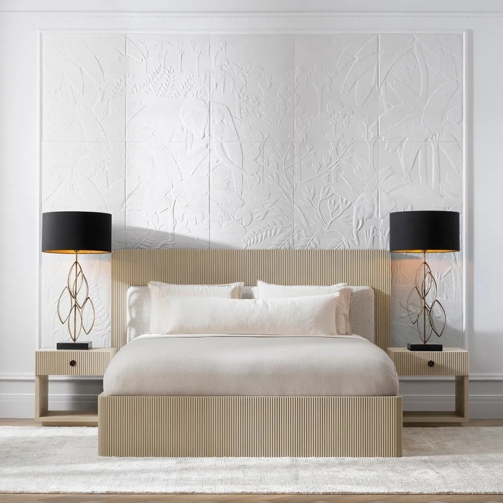 Pat dublu design LUX Dimitrios 180x210cm, stejar albit