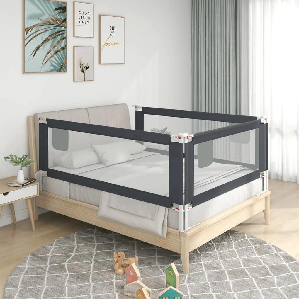 Balustrada de protectie pat copii, gri inchis, 180x25 cm textil 1, Morke gra, 180 x 25 cm