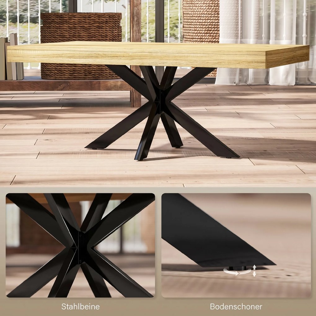 HOMCOM Măsuță de Cafea Industrială, Masă Dreptunghiulară cu Cadru din Oțel Încrucișat pentru Camera de Zi, 110x60x45 cm, Natural