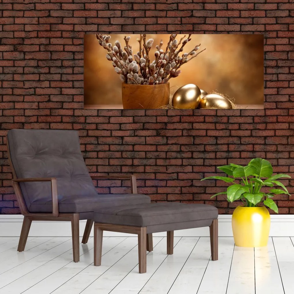 Tablou cu ou și pisicuțe (120x50 cm)