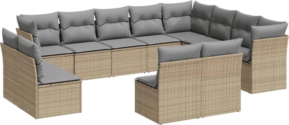 vidaXL Set canapele de grădină cu perne, 12 piese, bej, poliratan