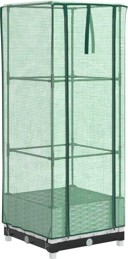 vidaXL Strat înălțat cu husă de seră, aspect ratan, 40x40x123 cm
