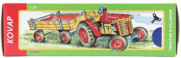 Tractor Zetor albastru pe o cheie metal 28cm Kovap in cutie