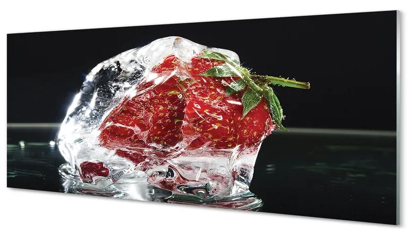 Tablouri acrilice Strawberry în cub de gheață